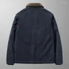 Men's Jackets Parka Fleece Faux Lamb Wool Jacket Winter Thickened Fur Collar Plus Tooling Pilot Cotton Slim Men