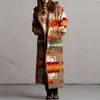 Frauen Trench Coats Mode ethnischer Stil Boho gedruckt mit Kapuze Long Coat Loose Outwear Match Colors Plus Size S-5xl 230811