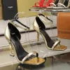 Ayak bileği kayışı özel şekilli topuk sandaletler patent deri gladyatör kare açık ayak parmağı pompalar kadın partisi gece elbise ayakkabıları lüks tasarımcı yüksek topuklu ayakkabılar fabrika ayakkabı