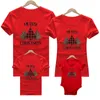 Family Matching Outfits Family Clothing Christmas Matching Outfits Mother Daughter Short Sleeve T-shirts Red Mother Kids Clothes