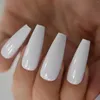 False Nails Extra Long Coffin All White Gel Tips Decoration Press On Nail Fingernils Wholesale Valfritt imabc