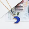 Pendant Necklaces Light Yellow Gold Color Irregular Shape Crescent Moon Many Colors Resin Link Chain Necklace Charm Jewelry