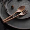 Dinnerware Sets Japanese Style Wooden Spoon Fork Soup For Cooking Eating Mixing Stirring Kitchen Utensil