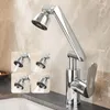 Rubinetti del lavandino da bagno rubinetto cucina in acciaio inossidabile 1080 ° rotante a freddo acqua mista montata a parete
