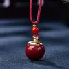 Pendant Necklaces Natural Cinnabar Gourd Can Be Opened Hollow Bottle Loaded Powder High Content