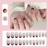 أظافر زائفة عارية مسمار اللون مع حافة حمراء قابلة لإعادة الاستخدام DIY Manicure مجموعة الغراء لعشاق عيد الحب هدية