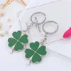 Nyckelringar Lanyards Metal Creative Green Four Leaf Clover Keychain Charms Lucky Key Holder Gift Women Bag Ornament Keyring Accessories