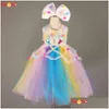 Girl'S Dresses Candy Girls Kids Ice Cream Tutu Dress With Bows Children Birthday Cake Smash P O Food Costume Dance Pageant Gown 2103 Dhsy4