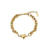 Strand in acciaio inossidabile pvd 18k oro offustato parato impermeabile bracciale di cuore chian per donna gioiello all'ingrosso alla moda