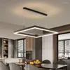 Anhängerlampen Raumküche Zubehör Home Decor Lusters Gerät moderne LED Square Leuchten mit Fernbedienung Schwarz für Schlafzimmerleben