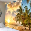 Tapeçarias coqueiro praia cenário tapeçaria cena decoração de fundo parede pano pendurado super grande tamanho opcional