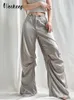 Pantaloni da donna Capris Weekeep in raso gamba larga da colata vagata per moli di lingua estate pantalone a bassa ascesa elegante streetwear 230812