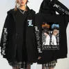 Herrtröjor tröjor Anime Death Note Print Hoodies Japanese Anime Men's Zipper Jacka Harajuku Streetwear Zip Up Sweatshirts Overdimensionerade Y2K Coats 230812
