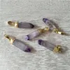 Hänghalsband fuwo grossist naturliga sällsynta cruz amethysts gyllene pläterade kristall semi preciou sten smycken tillbehör pd380 5 st/parti