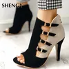 Dress Shoe Spring High Heel Office Zipper 10 cm Hollow Out High Sandals Poep Toe Buckle Strap Fashion Party Wedding Shoes 230811