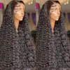 180%densitet Deep Wave Spets Frontal Wig 13x6 HD spets peruk 13x4 Curly Human Hair Wigs For Black Women 30 40 Inch 360 Water Wave Spets Front Wig Wig Wig
