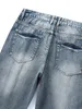 Mäns jeans män rippade frayed blekmedel tvätt jeans-utseende stilen känns bekväm 230812