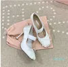 Damesjurkschoenen Hoge hakken Miu Wedding Bow Formele schoenen Designer Luxe Satijn Elastisch Casual Square teen Zwart wit rood roze fijne hakfeest Promgrootte35-40