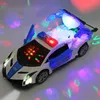 Diecast Model Dancing Deformation Rotating Universal Car Electric Stunt Car with Lights Automaty Open the Door Boy Children's Toys 230811
