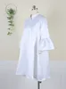 Podstawowa swobodna sukienka luźna sukienka koszuli Rękawy Białe lato jesienne moda z klasą szlafrop