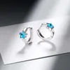 Boucles d'oreilles cerceaux mignonnes étoiles bleues petites minuscules huggies minimales zircon brillantes charmantes boucles d'oreille de boucle d'oreille bijoux pour femmes cadeaux