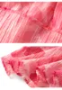 2023 Zomerroze roze bloemenprintjurk Korthek met korte mouwen Kniekleten casual jurken W3Q014103