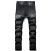 Mens Jeans Men Biker Streetwear Paisley Bandana Print Patch Stretch Denim Pants Patchwork Holes Ripped Slim Straight Black Trousers 230811