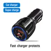 Фабрика продавать QC3.0 5V2.4a Car Charger Smart Fast Charger Ciarette Lighter Double USB -автомобиль мобильный телефон зарядка