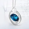 Pendant Necklaces Garilina Trendy Jewelry Hollow Geometric Czech Blue Crystal Ladies Anniversary Necklace For Women AP2098