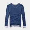 Mn's T Shirts MN Spring Autumn Mash Mash China Styl Bamboo Cotton Fak dwa zdjęcia V-NCK Long SLV T-shirt Mal Casual Thin