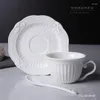 Cups Saucers 180ML White Embossed Porcelain Espresso Cup With Saucer Ceramic Tea And Sets Tasse Cafe English Christmas