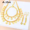 Necklace Earrings Set Turkish Gold Coin Jewelry 21k Plated Middle East Dubai Bracelet Jewelrys Wedding Banquet Parts