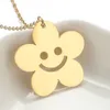 Everfast Wholesale 10pc/Lot Smiling Face Flower Stainless Steel Pendants Necklaces Sunshine For Women Kids Korean Fashion Jewelry Gift