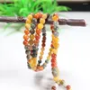 Strand Women Natural Colorful Bracelet Agate Round Jades Stone Beads Elastic Beaded 108 Multi-turn Bracelets Men Jewelry Accessories