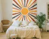 Tapisseries Sun and Moon Tapestry Retro Rainbow Sunrise Sunset Abstract Mur suspendu Hippie Meditation décor Tapiz R230812