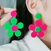 Dingle örhängen ujbox stor bling glitter asymmetrisk akryl blomma droppe för kvinnor