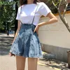 Women's Tracksuits Summer Women Daily Clothing 2023 Korean Lady Short White T Shirts Overalls Denim Pants Two Piece Set Crop Tops Jeans