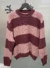 Maglioni femminili twister maglione sciolto donna spessa casual inverno 2023 pullover a strisce di moda femmina o manica lunga a maniche lunghe rosa