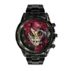 Wristwatches Trendy Calendar Steel Belt Watch Black And White Color Skull Men's Watches Quartz Business Wrist