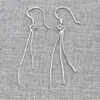 Stud -oorbellen 2 paren 925 Sterling Silver Snake Chain Tassel Oorringhaken met Rhodium Plated