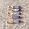 Pendant Necklaces FUWO Wholesale Natural Rare Cruz Amethysts Golden Plated Crystal Semi Preciou Stone Jewelry Accessories PD380 5Pcs/Lot