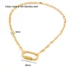 قلادة قلادة قوية carabiner snap hook Charm Women Heavy Rolo Cable Necklace Stainless Steel Gold Clowbing Clasp Clasp Long