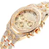 Donne dorate di moda orologi di gioielli set classici orologio da polso di lusso Roma Diamond Quartz Set Watch and Bracciale