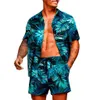 Men's Tracksuits Tropic Plants Flower 2PCS Shirts Suits Men Fashion ShirtsShorts Two Piece Sets Hawaii Shirts Beach Shirt Sets Beach Vocation 230811