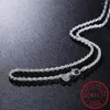 Zincirler Gerçek 925 STERLING Gümüş Erkekler Güzel Mücevher 3mm Twisted Halat Zinciri Kolye Boyutu 16-30inch Charm Coar