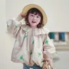 Jacken 2023 Mädchen Kids Casual Jackets Schichten Rüschen Kragen bedruckt Mode Tops Frühling Herum