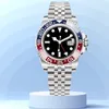 남자 GMT 시계 디자이너 시계 펩시 세라믹 베젤 40mm 자동 기계식 블랙 다이얼 패션 클래식 스테인레스 스틸 방수 방수 스위스 워치
