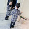 Jackets Kinderjacken für Mädchen Windbreaker Winter Plaid Overtock -Kapuzenparka -Jacke Dicke Wollmantel Kinder Kleidung Oberbekleidung R230812