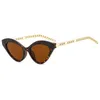 2023 جديد أزياء Cat Eye Black and White Stripe Triangle Frame Personalized Sunglasses