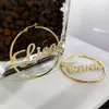 Hoop Huggie Dodoai 50-100mm Bling Nom Oreilles Maut-oreilles Couch Boucles d'oreilles Fashion Nom personnalisé Boucles d'oreilles Circle Point Diamond Bijoux 230811